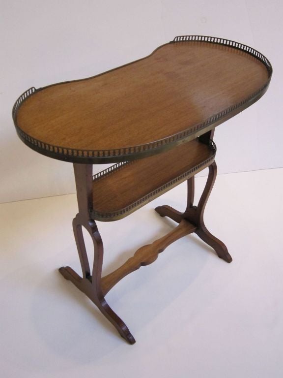 French Tiered Tray Table of Mahogany with Brass Gallery For Sale 5