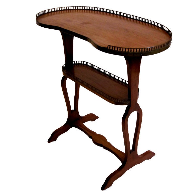 French Tiered Tray Table of Mahogany with Brass Gallery