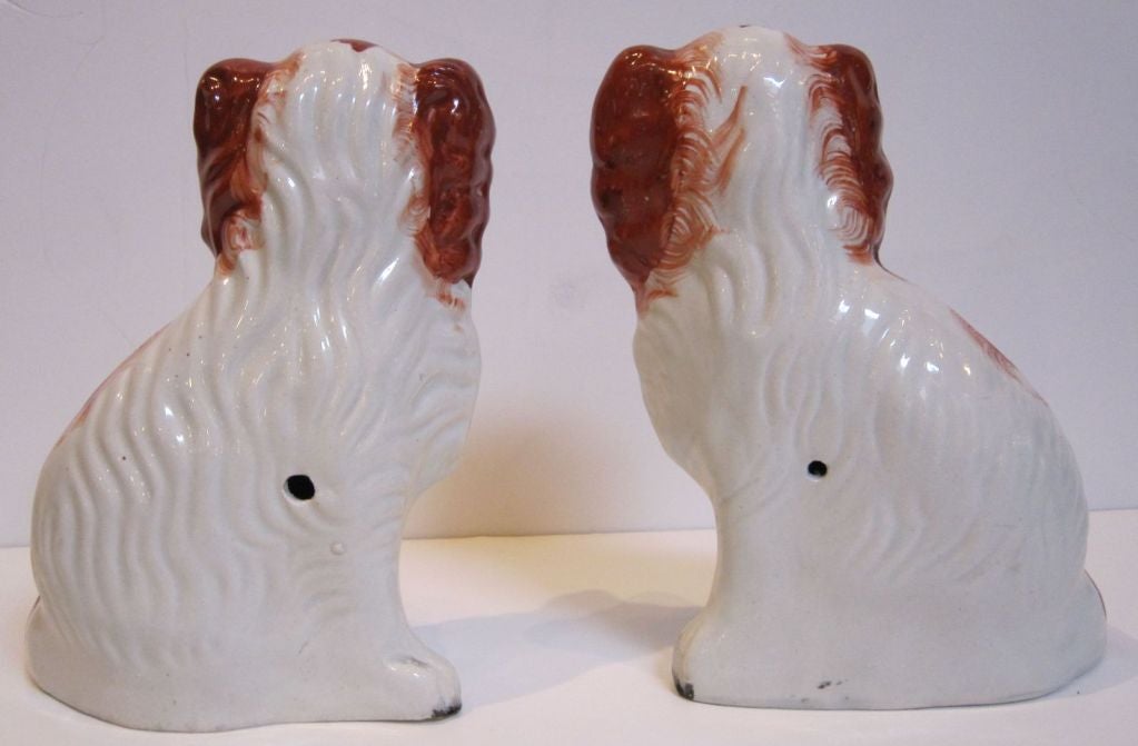 19th c. English Staffordshire King Charles Spaniels (Priced as Pairs) In Excellent Condition In Austin, TX