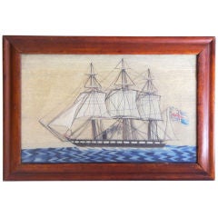 English Sailor's Woolwork (Woolie) of a Steam Clipper