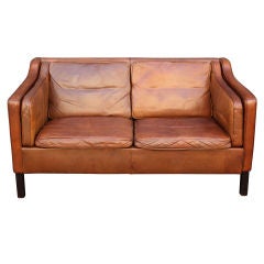 Danish Two-Seat Leather Sofa
