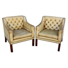 Pair of English Tufted-Leather Chairs (Priced Individually)