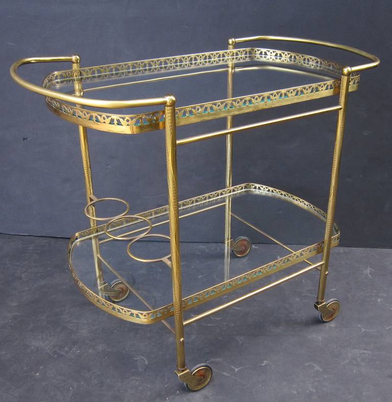 French Drinks Cart or Trolley of Brass In Excellent Condition In Austin, TX