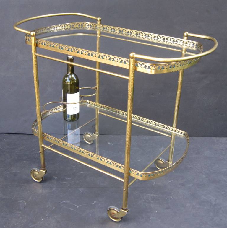 20th Century French Drinks Cart or Trolley of Brass