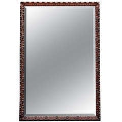 English Large Mirror of Carved Mahogany (with 3" Wide Frame)