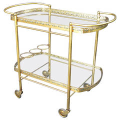 French Drinks Cart or Trolley of Brass