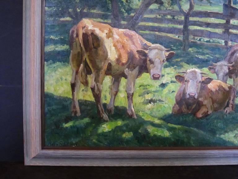 German Oil Painting of Cows by Max Von Schellerer 3