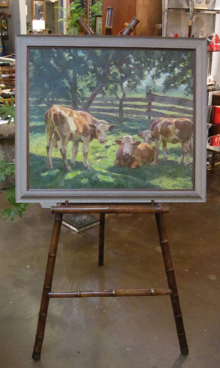 20th Century German Oil Painting of Cows by Max Von Schellerer