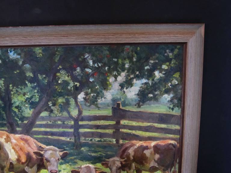 German Oil Painting of Cows by Max Von Schellerer 2