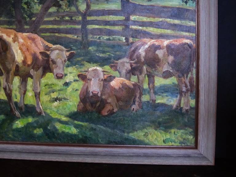 German Oil Painting of Cows by Max Von Schellerer 4