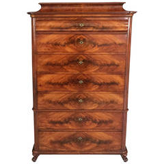 French Semanier Chest of Flame Cut Mahogany