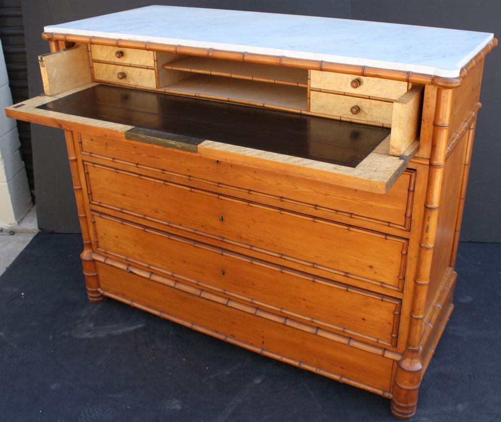 Faux Bamboo Secretary Chest of Long-Leaf Pine