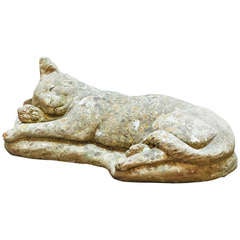 English Garden Stone Reclining Cat