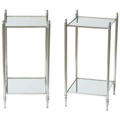 Pair of Mirrored Glass and Chrome End Tables