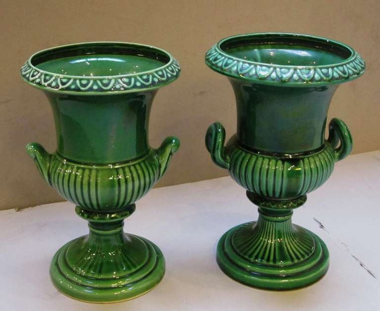 20th Century English Green Majolica Vase