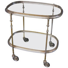 French Drinks Cart or Trolley of Silvered Brass