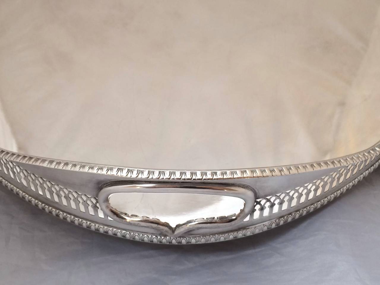 Silver Plate English Gallery Serving Tray