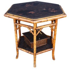 Antique English Bamboo Hexagonal Top Table