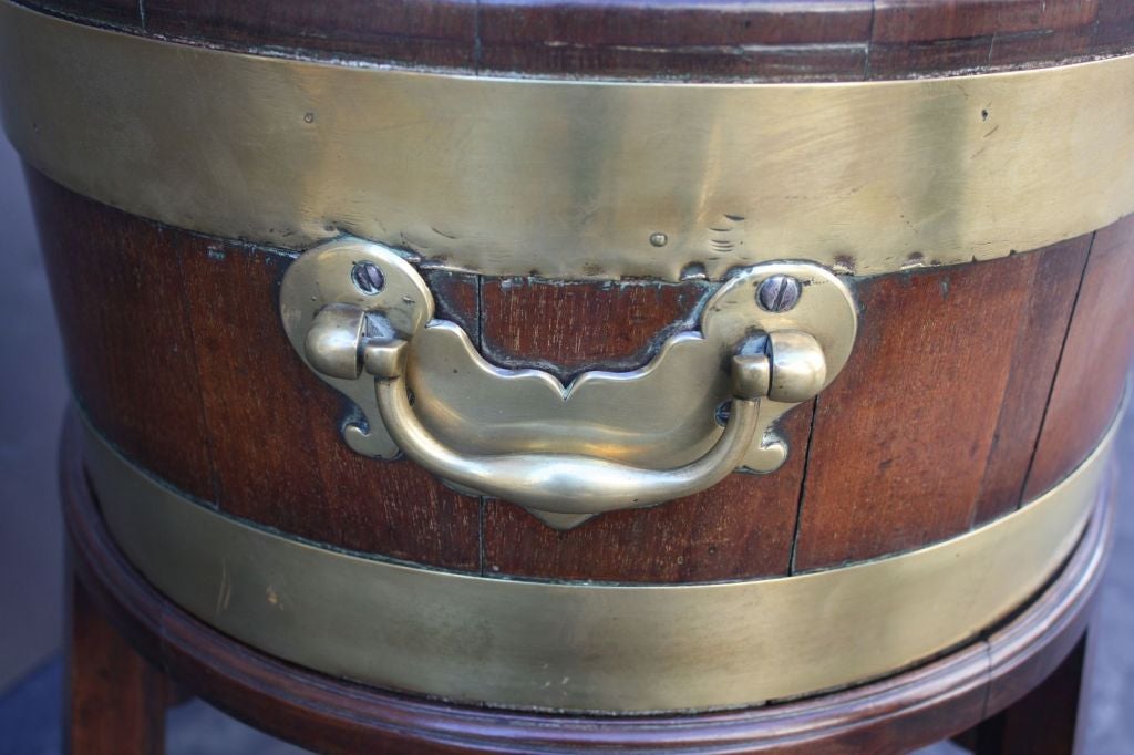 Brass Georgian-Era Wine Cooler on Stand from Ireland