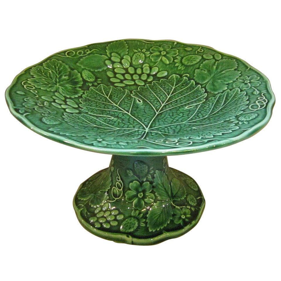 English Green Majolica Tazza