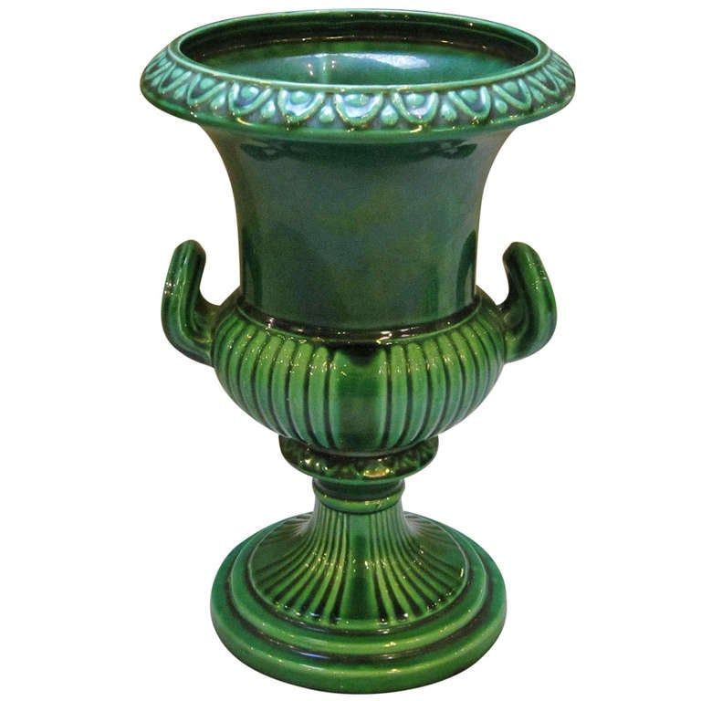 English Green Majolica Vase at 1stDibs
