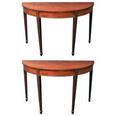 Pair of English Demilune Tables
