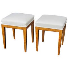 Antique Pair of Biedermeier Upholstered Stools (Priced Individually)