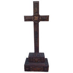Large Tramp Art Crucifix from France