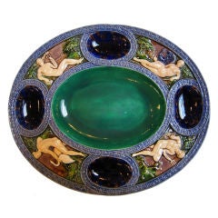 English Majolica Oval Platter by Mintons