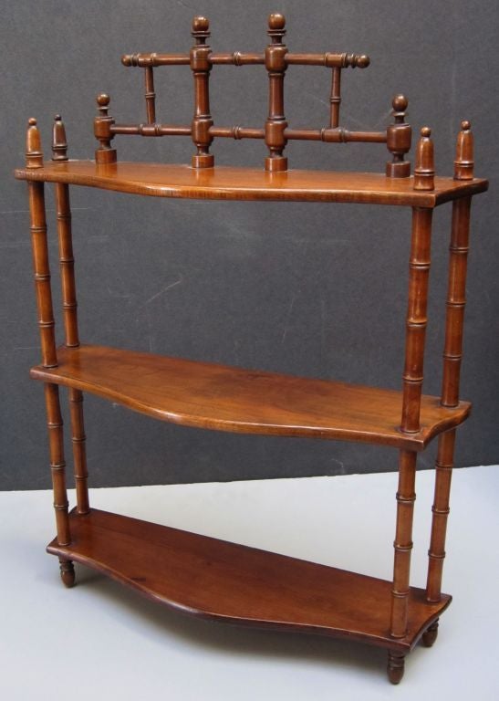 Faux Bamboo Hanging Curio Shelf of Mahogany