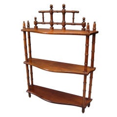 Faux Bamboo Hanging Curio Shelf of Mahogany