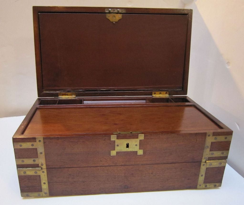 English Writing Box of Brass-Bound Mahogany