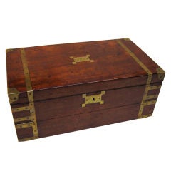 Antique English Writing Box of Brass-Bound Mahogany