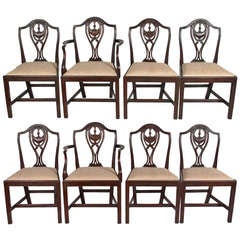 Antique Set of Eight English Hepplewhite Style Chairs