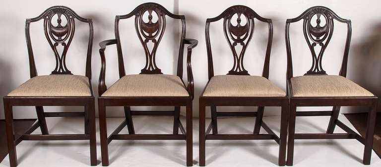 Set of Eight English Hepplewhite Style Chairs