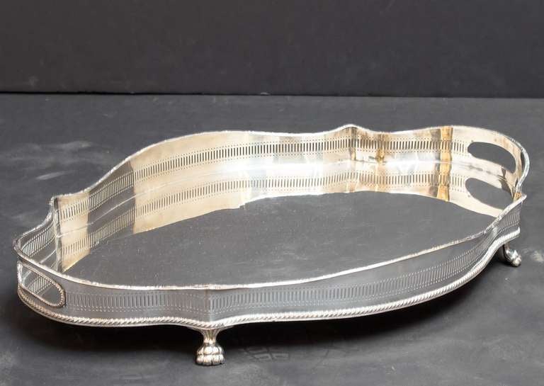 20th Century English Silver Serving or Gallery Tray