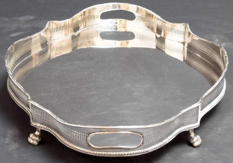 English Silver Serving or Gallery Tray In Excellent Condition In Austin, TX