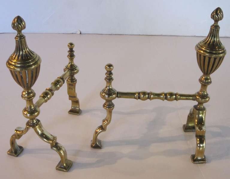 Pair of English Brass Andirons or Fire Dogs 2