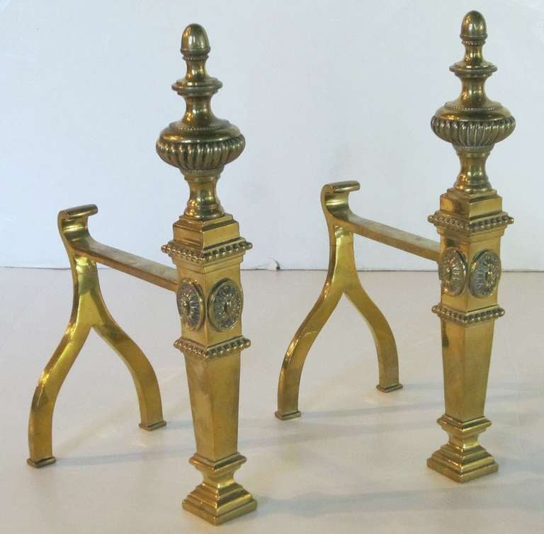 Pair of English Brass Andirons (Sold as Pair)