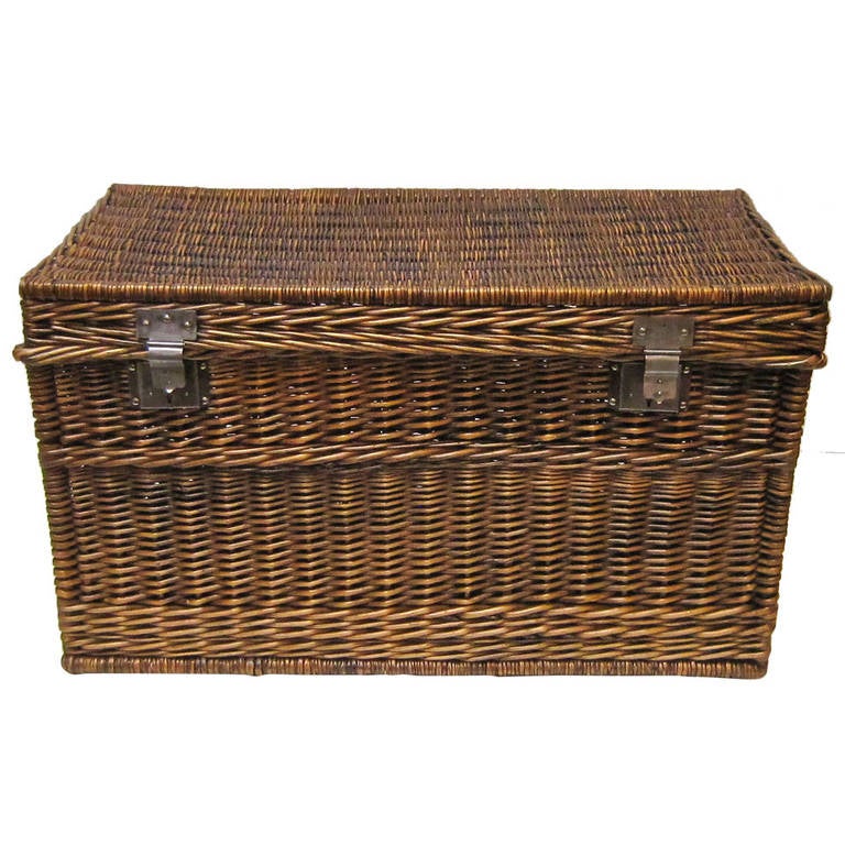 Large French Willow Basket Hamper at 1stDibs