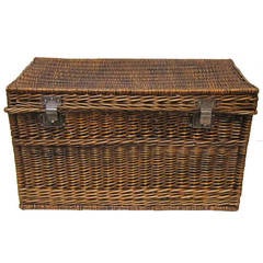 Antique Large French Willow Basket Hamper