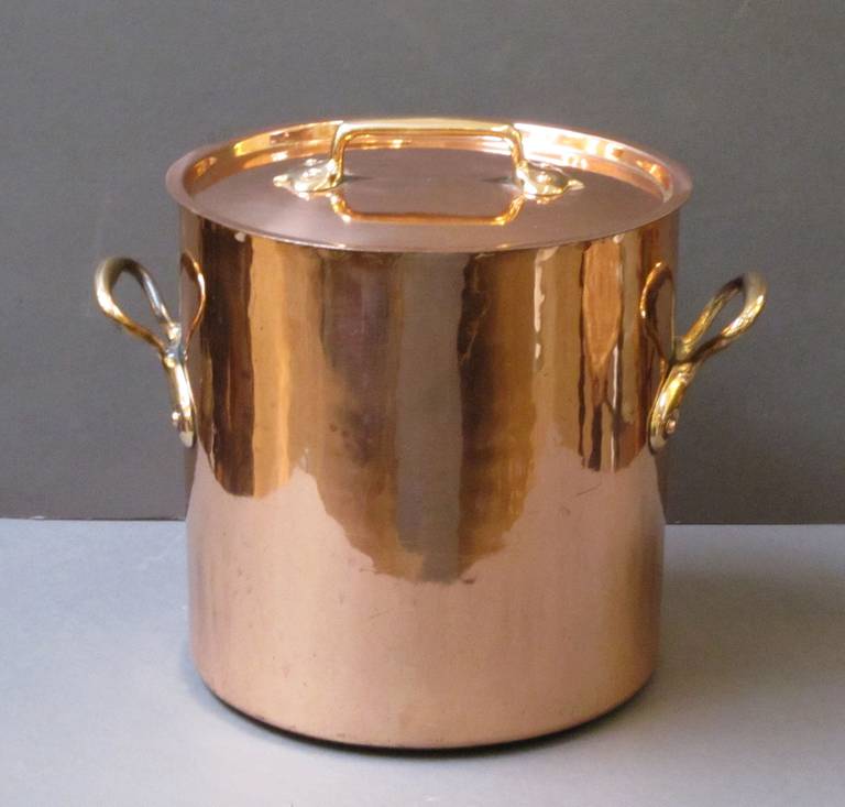 English Large Copper Stock Pot with Lid