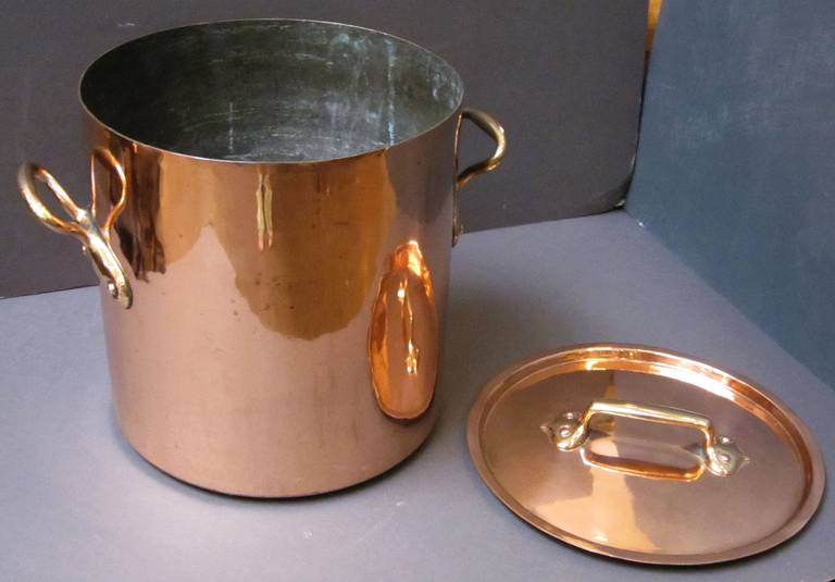 19th Century Large Copper Stock Pot with Lid