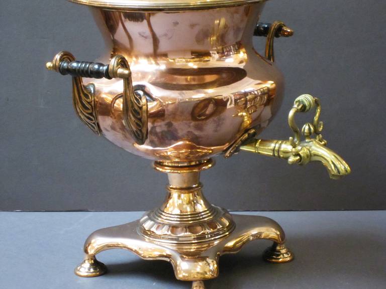 19th Century French Copper and Brass Samovar or Tea Urn