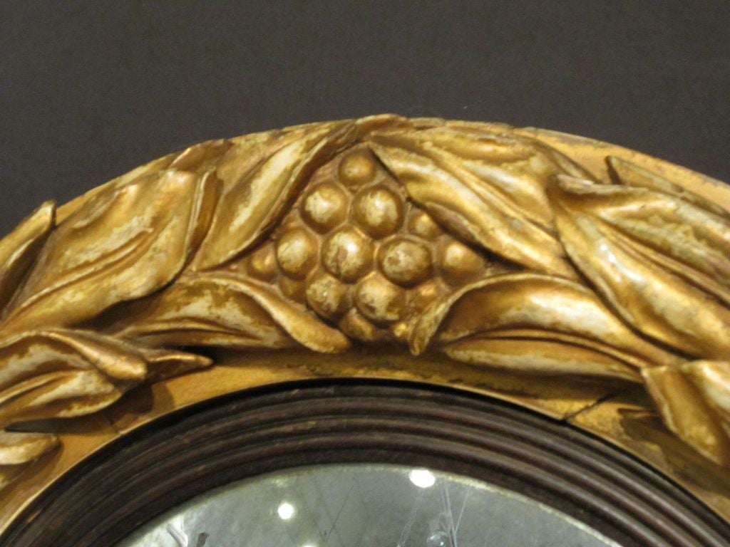 Gilt Convex Mirror from the Regency Era (Diameter 19 1/2) 2