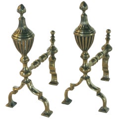 Pair of English Brass Andirons or Fire Dogs