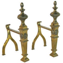 Pair of English Brass Andirons (Sold as Pair)