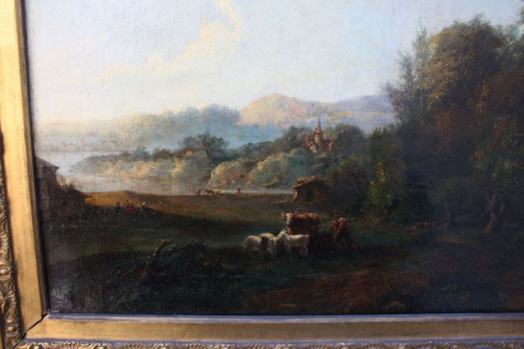 French Oil Painting of Country Scene In Excellent Condition In Austin, TX