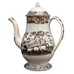 English Brown and White Transfer Coffee Pot (Sheep)