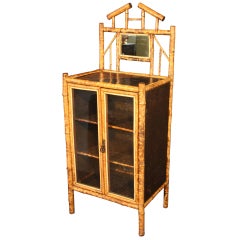 Antique English Bamboo Cabinet with Two Doors
